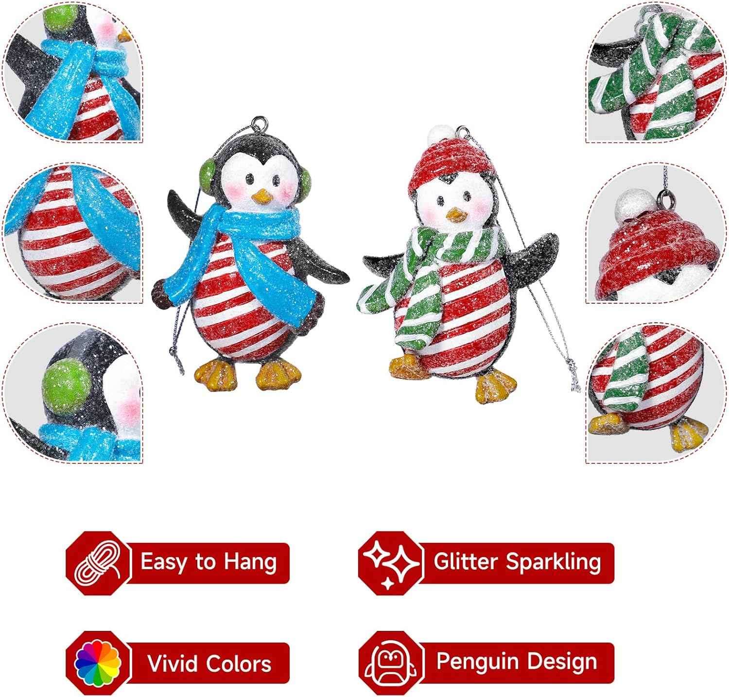 Christmas Tree Decorations, Penguin Hanging Ornaments, Holiday Personalized, Holiday Party & Home Decorations, 2 PCS