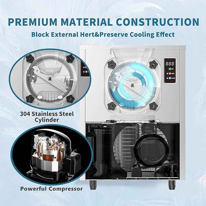 Commercial Hard Ice Cream Maker Machine 1400W 110V 3 to 4 Gallons Per Hour Gelato Ice Cream Machine with Auto Clean LED Panel Perfect for Snack Bar Restaurants