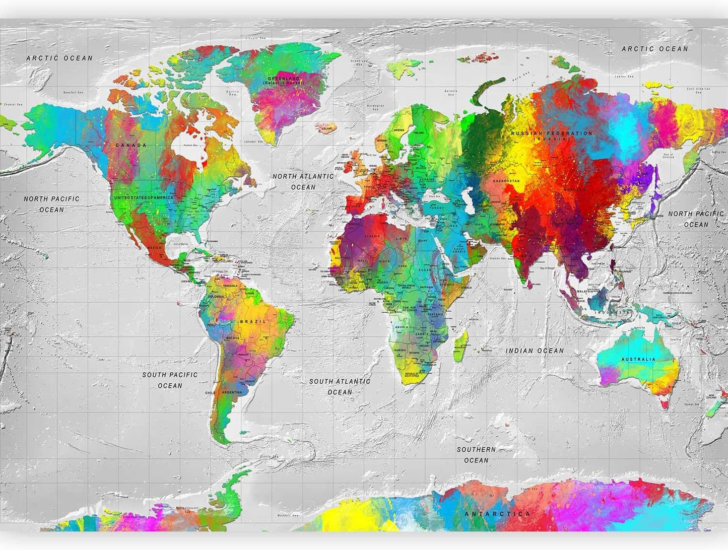 artgeist Premium Wall Mural World Map 118x83 in - XXL Non-Woven Wallpaper Fleece Wall Decor Photo Print Picture Image Design Home Map of The World k-A-0128-a-a
