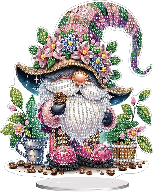 Diamond Painting Kits for Adults Beginners, 5D Full Drill Dwarf Crystal Art Desktop Ornament, DIY Single Sided Home Office Desk Decor, Creative Craft Gift Set with Tools