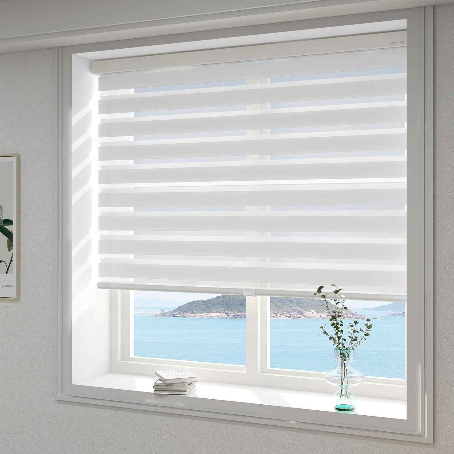 Custom Cordless Zebra Blinds for Windows – Fabric Roller Shades,Sheer Dual Layer Light Filtering Shades for Day and Night Privacy, Free-Stop for Home, Office,Easy to Install