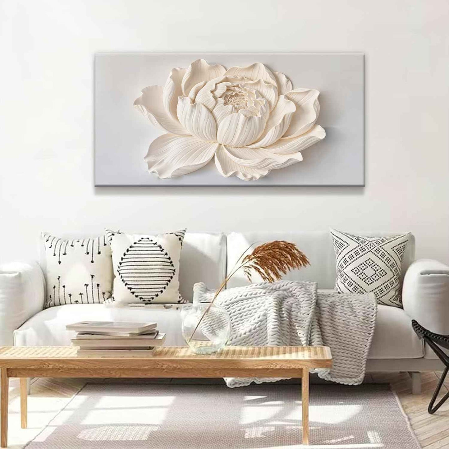 TAIJXAGSG Canvas Wall Art Decor Painting White Flower Plants Wall Decor Botanical Modern Wall Art Print Paintings Decorations Artwork Pictures For Bedroom Living Room Home Office Artwork 20"×40"