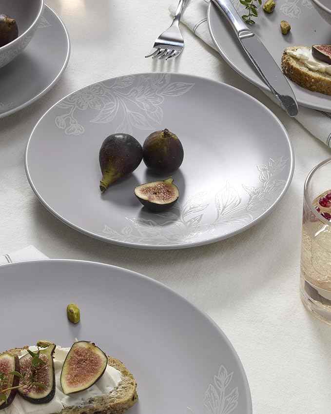 Oneida 897506 Roseto 12-Piece Dinnerware Set, Pumice, Grey