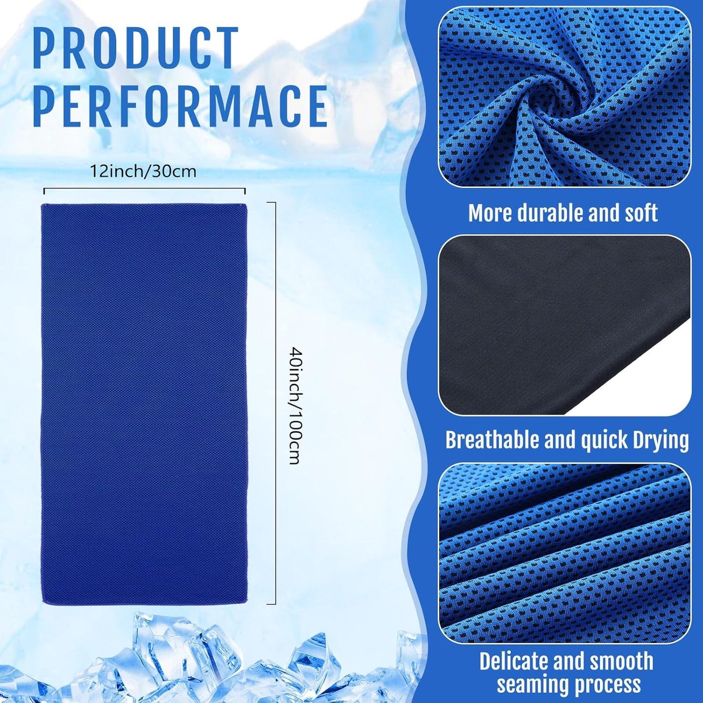 Hosuly 15 Pack Cooling Towels 40 x 12 Cooling Towels for Neck and Face Ice Towel Microfiber Soft Breathable Chilly Yoga Towel for Hot Weather (Dark Blue,Light Blue,Light Gray)