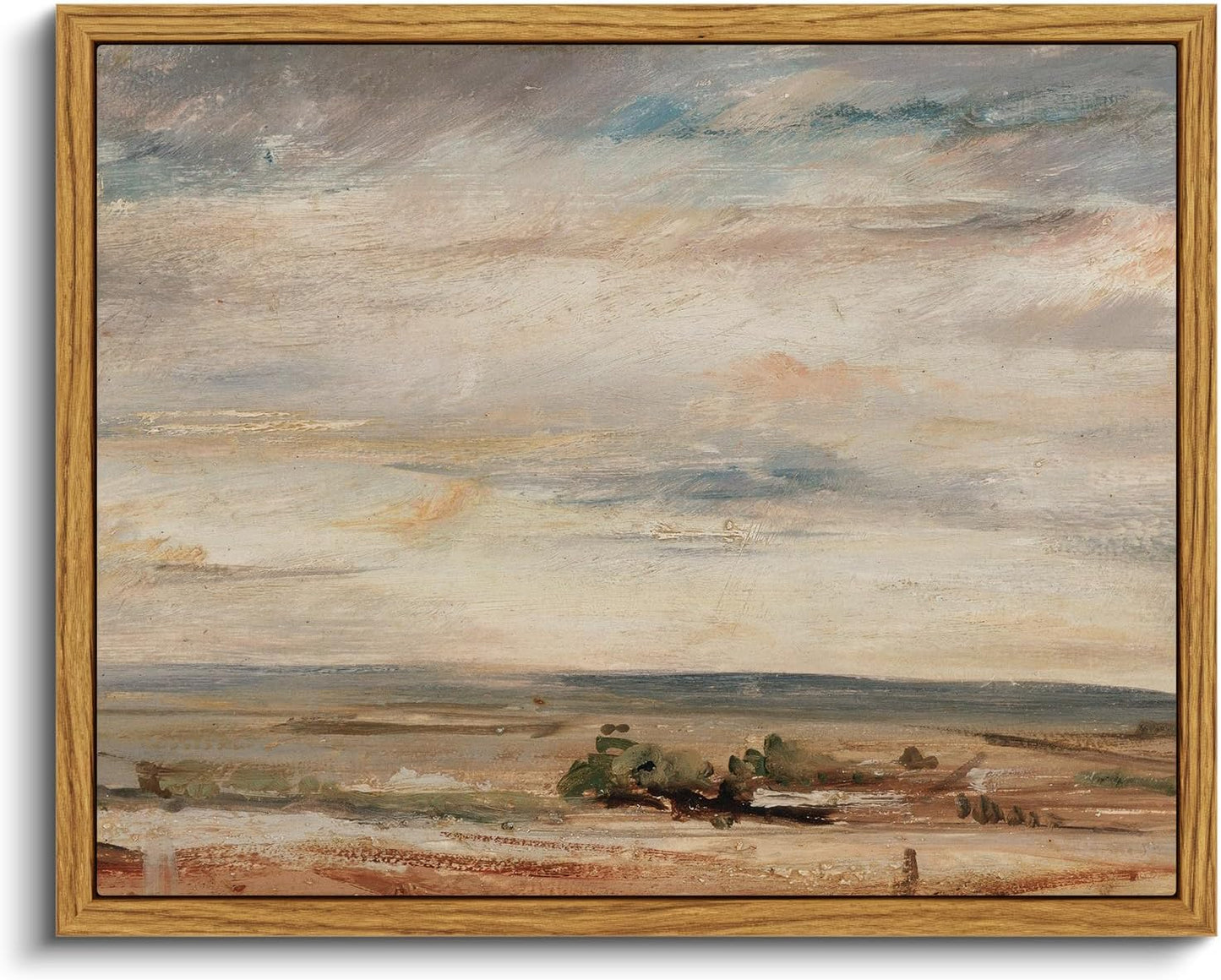 VIYYIEA Framed Canvas Wall Art Home Decor Classic Oil Paintings Color Sky Cloud Beach Grassland Canvas Prints Vintage Landscape Wall Art Pictures for Bedroom Living Room Bathroom Office Decor 8x10in