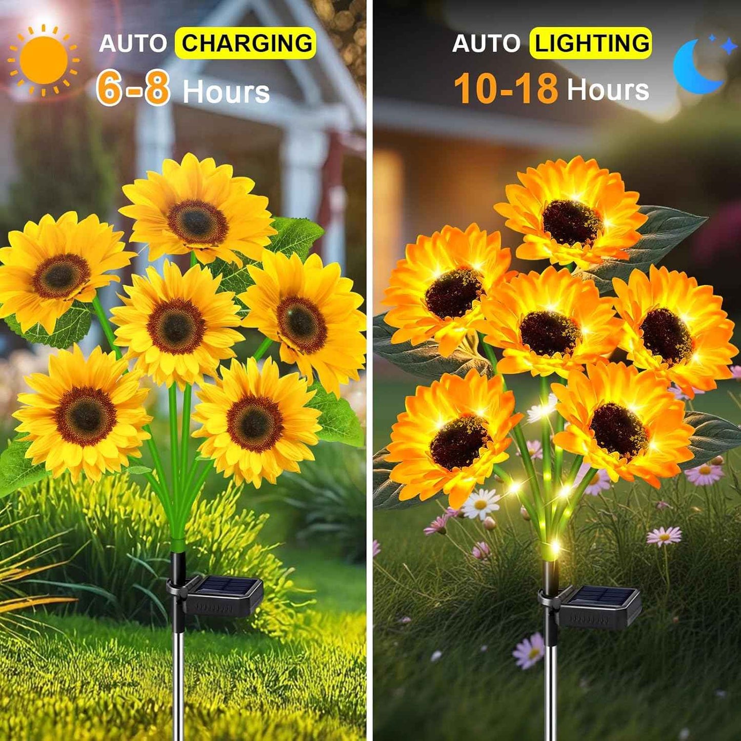 ostritec Sunflower Solar Lights Outdoor Decor, 4 Pack Solar Garden Decor 24 Waterproof Solar Sunflower Outdoor Lights for Garden Patio,Flower Bed, Pathway, Gift for Women, Mom, Grandma