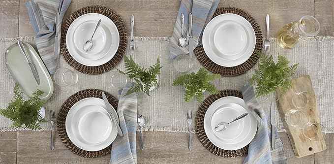 Oneida Dinnerware Set, 24 Seven White 24-Piece Dinnerware Set, Service For 8, Porcelain Material, Dishwasher And Microwave Safe, Bowls, Plates And Bowls, Dinner Dishes, Plates, Home (White, 24 Piece)