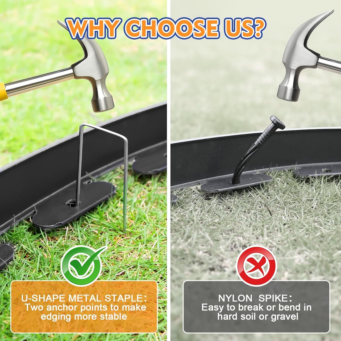 1.5 Inch x 40 FT (Multiple Sizes Available) Landscape Edging, Garden Edging Borders with 40pcs Upgrade Stakes, Flexible No Dig Plastic Garden Border for Lawn, Landscaping, Flower Beds and Yard