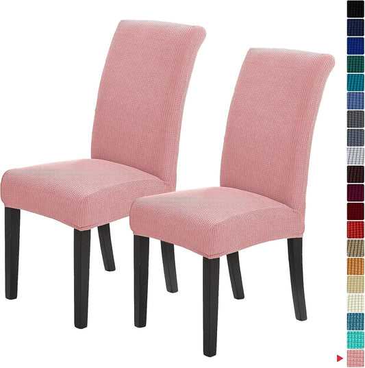 Howhic Stretch Chair Covers for Dining Room Set of 2, Removable Washable Dining Room Chair Covers, Dining Chair Slipcovers Seat Protector, Great for Home Decor and Banquet (Dusty Pink, 2 Pack)
