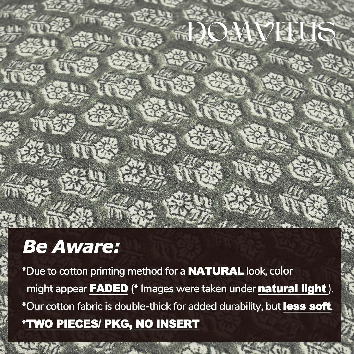 DOMVITUS Floral Pillow Covers Set of 2, Throw Pillow Covers 20x20, Floral Print Neutral Accent Decorative Pillow Covers for Living Room, Bed, Mineral Green