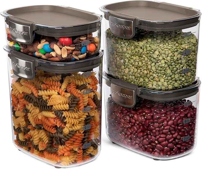 ProKeeper+ Airtight Food Storage Container Set – Clear Plastic Flour and Sugar Canister Set with Magnetic Accessories for Kitchen Organization (Taupe, 13-Piece)