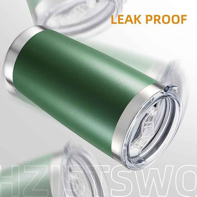 20 oz Tumbler with Lid Stainless Steel Insulated Tumblers Double Wall Vacuum Coffee Mug Powder Coated Tumbler Cups for Cold and Hot Drinks, Dark Green, 1 pack