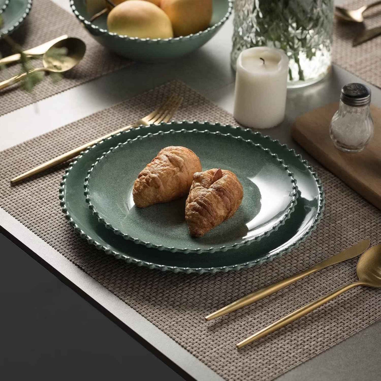 MissYIP 12 Piece Melamine Dinnerware Sets, Service for 4, Lightweight Unbreakable, BPA Free, Food Grade Plates Sets, Dishwasher Top Safe, Not Microwave, Not Oven, Indoor and Outdoor Use