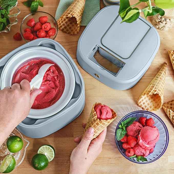 1.5 Quart Ice Cream Maker with Touch Control Panel, Freezer Bowl Design, Compact Electric Machine for Homemade Frozen Desserts, Gelato & Sorbet (Cornflower Blue)