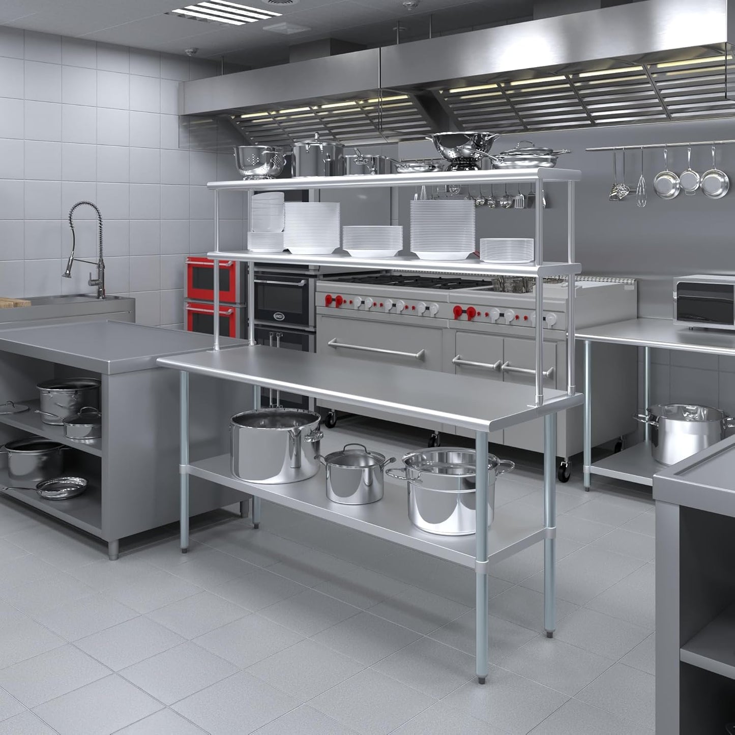 AmGood Double OverShelf Stainless Steel NSF - Many (72" Long x 12" Deep) - Lumora Casa