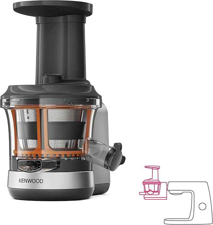 Kenwood Slow Juicer KAX720PL Accessories for Kenwood Food Processors, Electric Juicer with 400 ml Juice Container and Anti-Drip Function