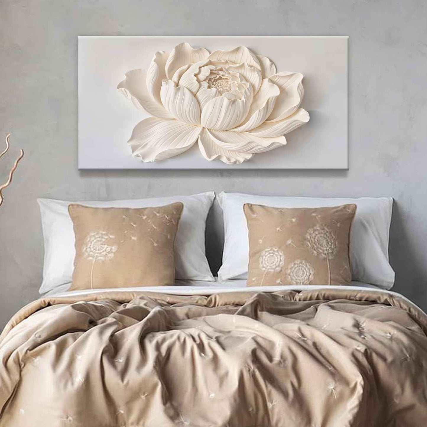 TAIJXAGSG Canvas Wall Art Decor Painting White Flower Plants Wall Decor Botanical Modern Wall Art Print Paintings Decorations Artwork Pictures For Bedroom Living Room Home Office Artwork 20"×40"
