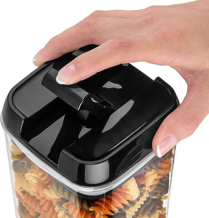 Shazo Airtight Food Storage Containers with Lids - 6 PC BPA Free Clear Plastic Cereal Containers with Easy Lock Lids for Kitchen and Pantry Organization for Snacks and Pasta - 1.2L