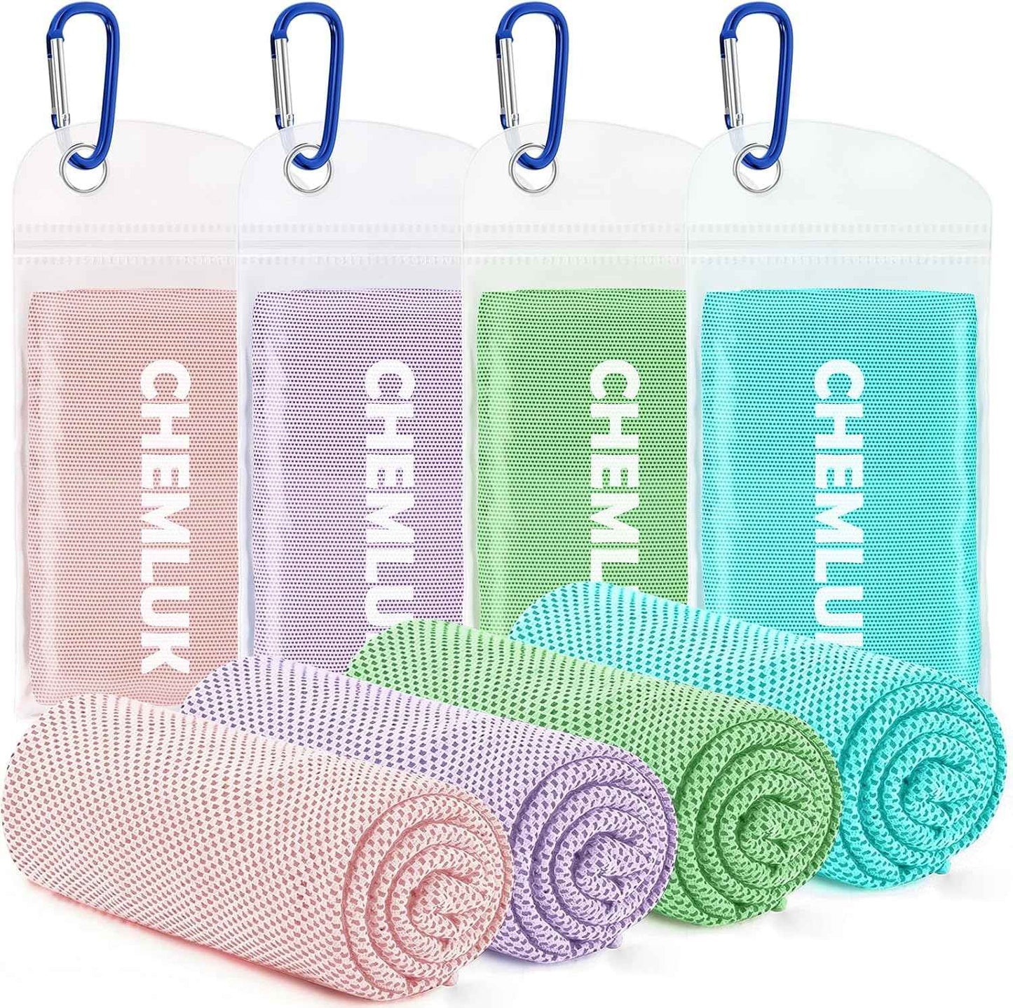4 Packs Cooling Towels: Instant Cool Towel for Neck and Face Hot Weather UPF50 Quick Dry Microfiber Sweat Towels for Gym Workout Sports (40"x12")
