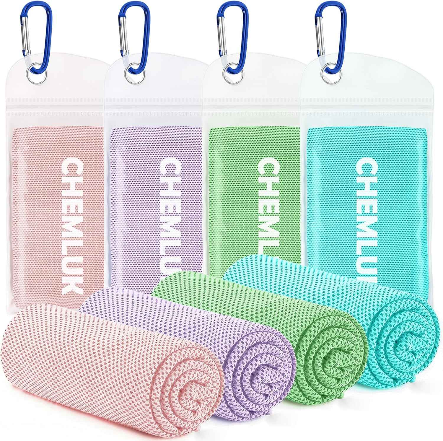 4 Packs Cooling Towels: Instant Cool Towel for Neck and Face Hot Weather UPF50 Quick Dry Microfiber Sweat Towels for Gym Workout Sports (40"x12")