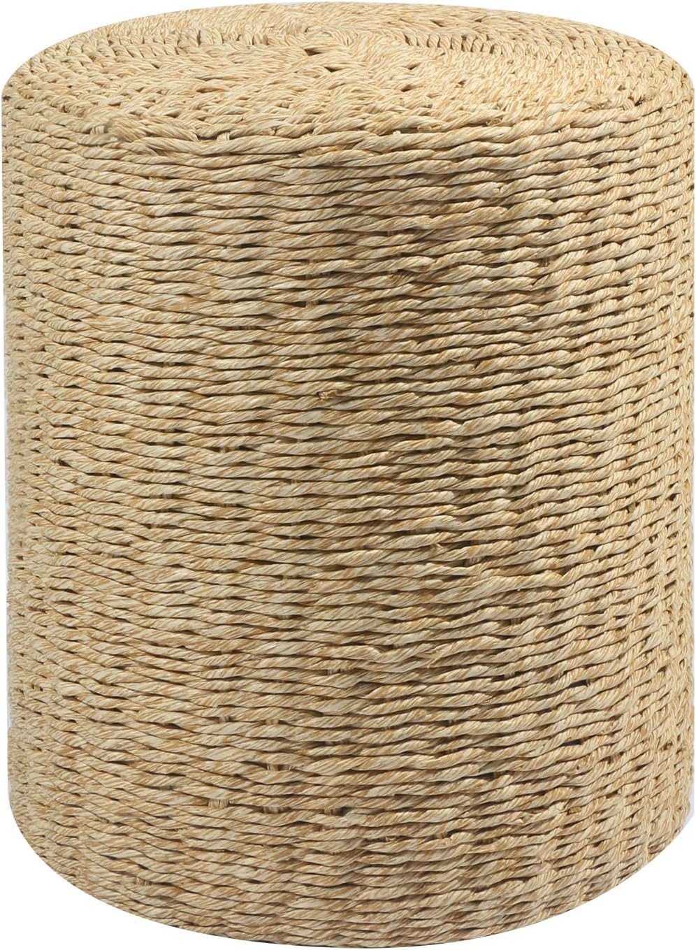 Cplxroc Pouf Ottoman, 100% Handwoven Seagrass Braided Pouffe, Boho Decor Floor Chair for Couch or Desk, Outdoor Ottomans for Garden, Round Footrest with Wood Frame, Home Decorative Seat for Balcony