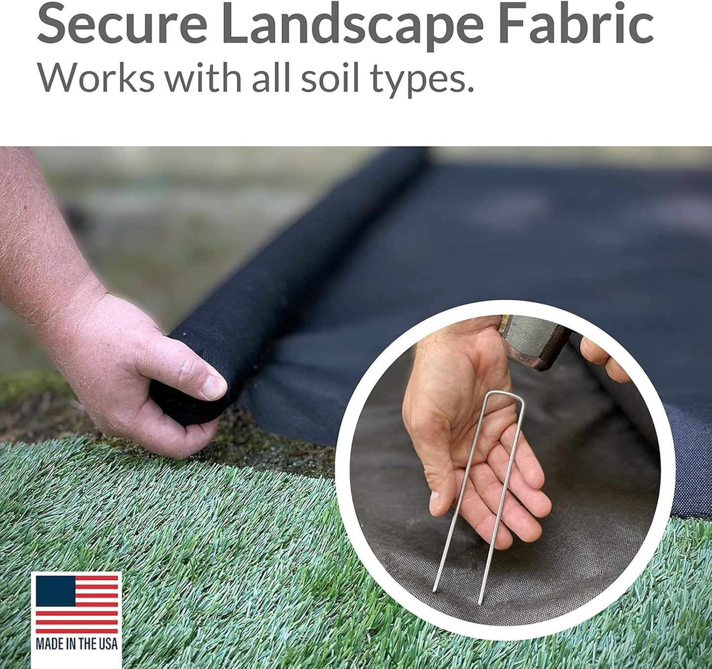 Pinnacle Mercantile 200 Pack Galvanized Garden Stakes Landscape Staples Extra Heavy Duty Sod Ground Anchors Anti Rust 6 inch Metal Pins 9 Gauge USA Made