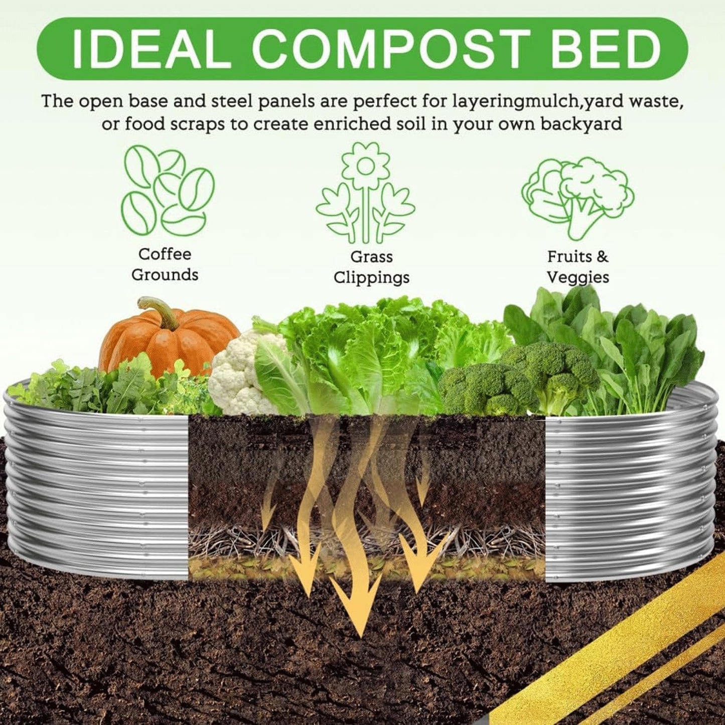 2 Pack 4x2FT Tall Galvanized Raised Garden Bed Outdoor,Metal Garden Bed for Vegetables,Steel Raised Beds for Gardening,Above Ground Garden Box for Flower