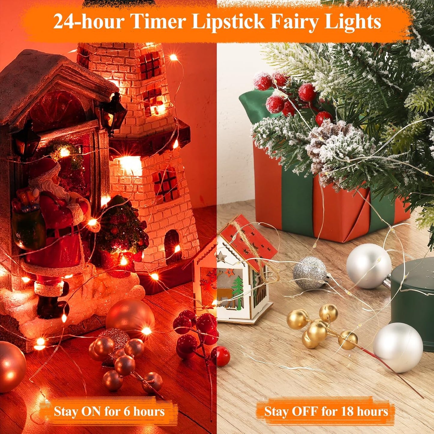 Lakumu LED Fairy Lights Battery Operated, Rechargeable String Lights with Timer, Mini Twinkle Lights for Bedroom, Christmas Decorations, Wedding, Vine, Centerpiece Table Decor (5M/16FT Red)