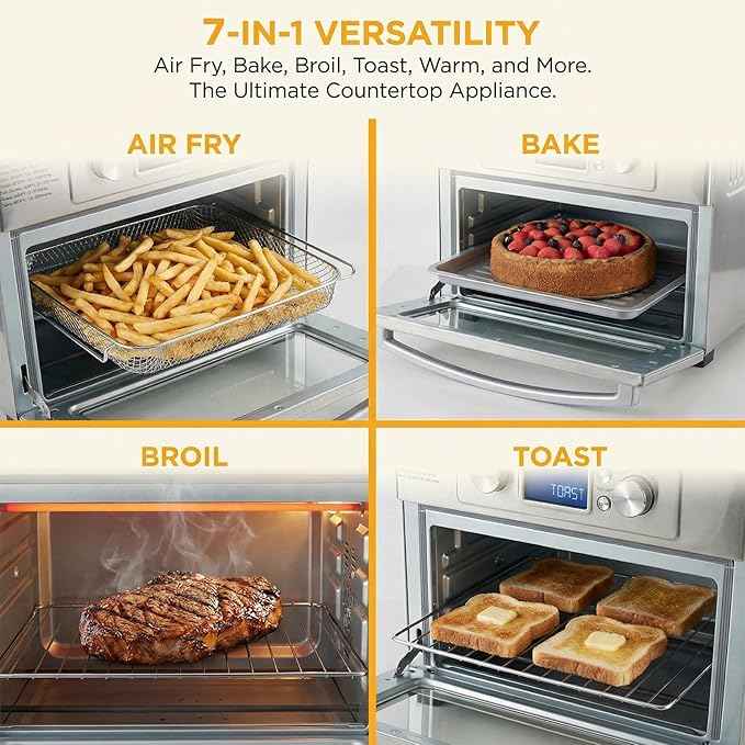 OLIXIS Air Fryer Toaster Oven Combo Extra Large, 23QT Convection Oven Countertop 4 Functions in 1, 4 Accessories Included, Stainless, Up to 450°F