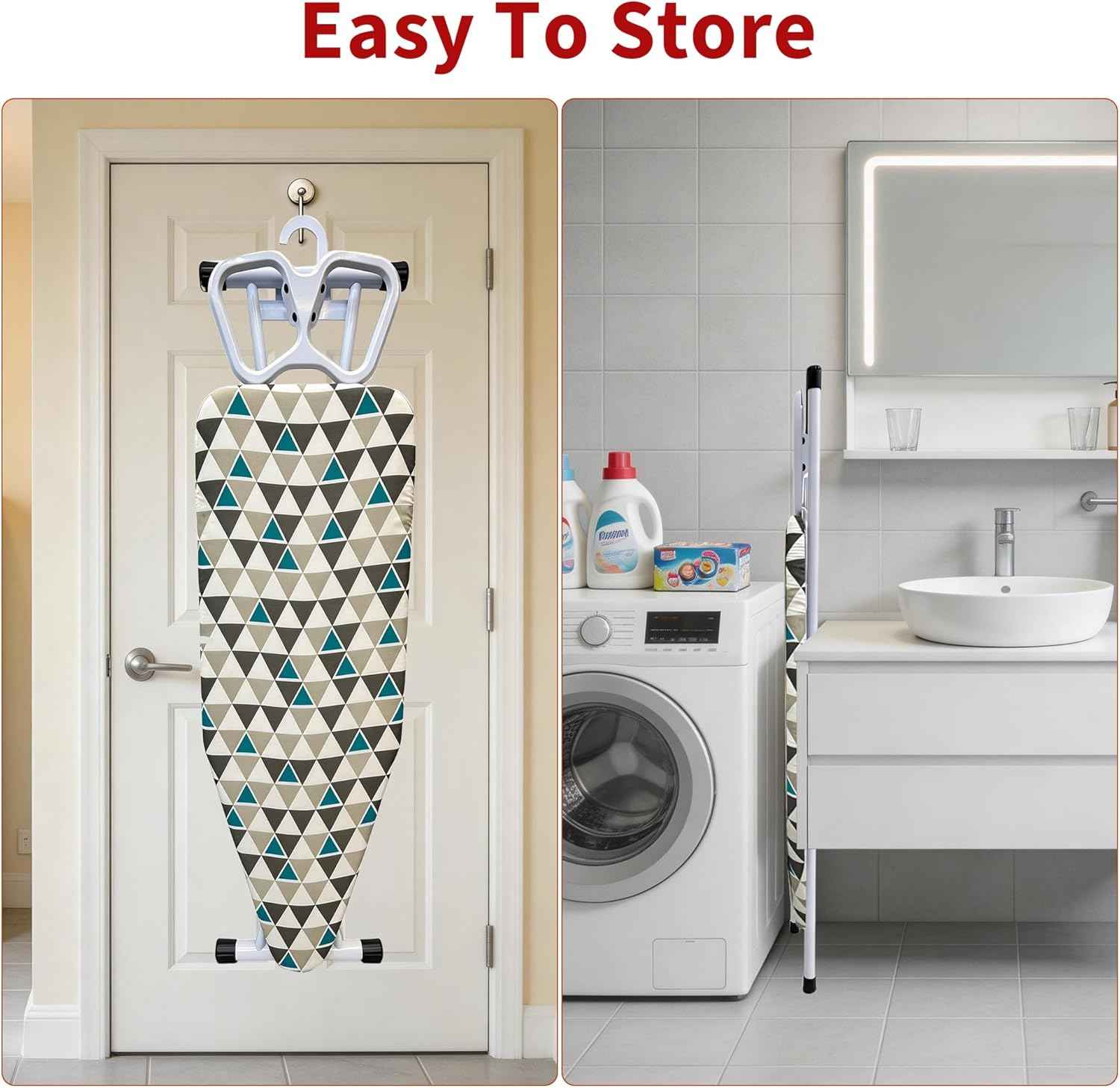 Extra Size Ironing Board with Built-in Hook, Iron Rest, 7 Adjustable Heights, 48" ×18" Large Size Iron Board with 4-Layer Heat Resistant Cover and Pad for Home Apartment Laundry, Gray
