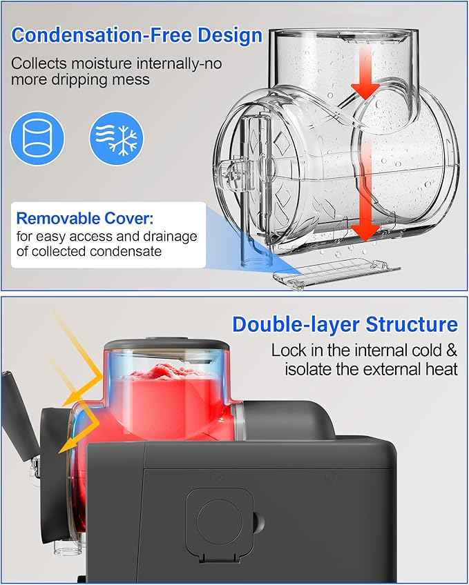 2-IN-1 Slush Machine & Ice Cream Maker Machine, 6 Modes for Smoothies, Milkshakes, Cocktails, Margarita, and Ice Cream, Double-Layer Tank, With Ice Cream Cone Holder, Self-Cleaning, For Home Use, Grey