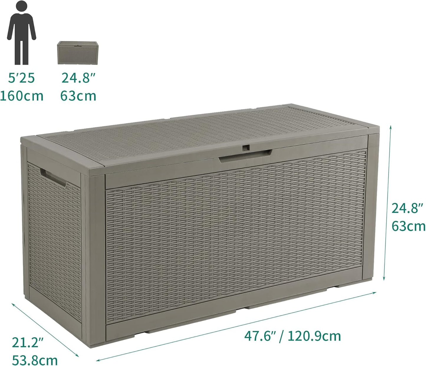 YITAHOME 100 Gallon Large Resin Deck Box Outdoor Storage Boxes for Patio Furniture, Outdoor Cushions, Garden Tools and Pool Supplies-Waterproof,Lockable (Taupe)