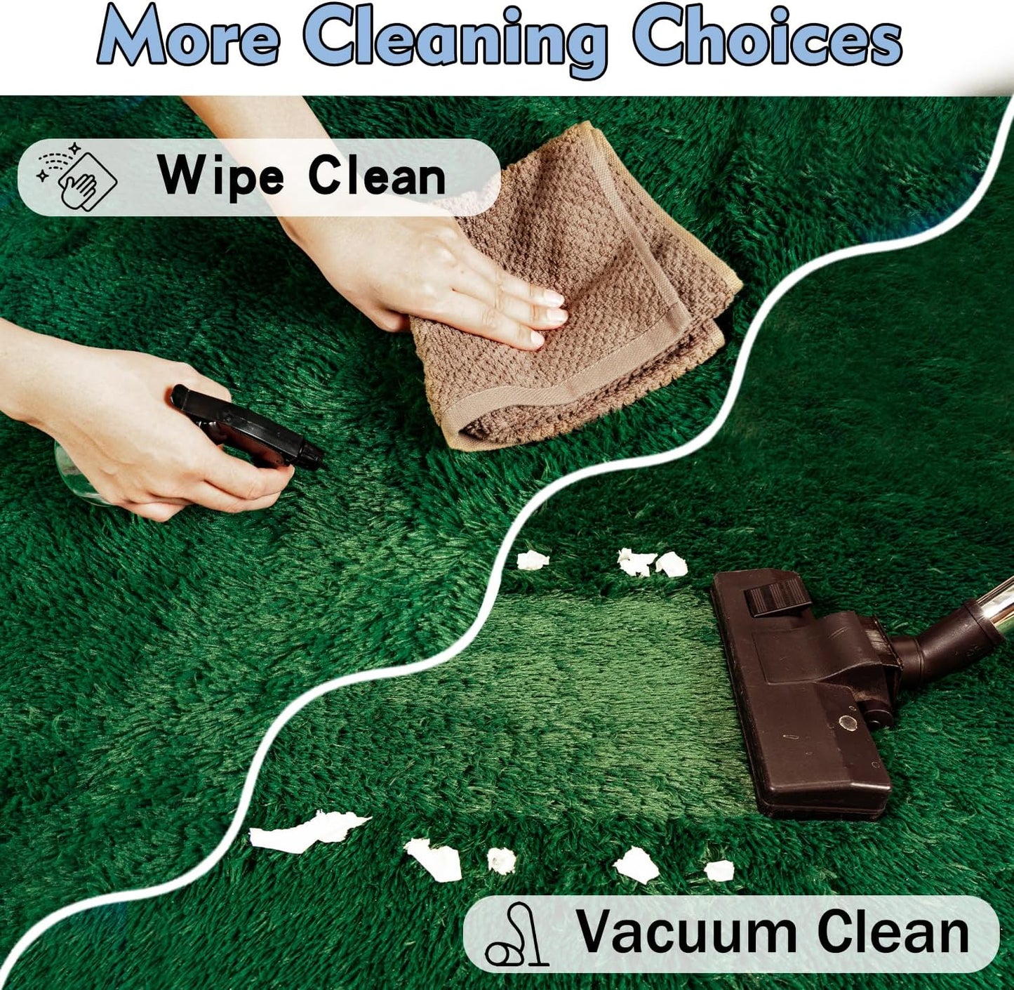 Rezutan 5x7 Feet Shaggy Area Rug - Super Soft Plush Fuzzy Modern Living Room Bedroom Rug for Kids, Non-Slip Nursery Classroom Home Decor, Dark Green