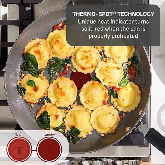 T-Fal Ultimate Hard Anodized 12-Piece Ceramic Nonstick Cookware Set, Oven Safe Up to 400°F, Ceramic Pots and Pans Set, Frying Pans, Saucepan, Stockpot, Cooking Utensils, Stone