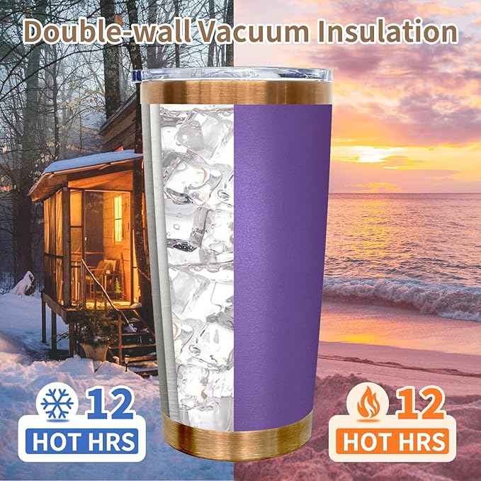 20 oz Tumblers Stainless Steel Tumbler with Lid and Straw Insulated Copper Coffee Mug for Laser Graving 21oz Powder Coated Cup(Purple,6 pack)