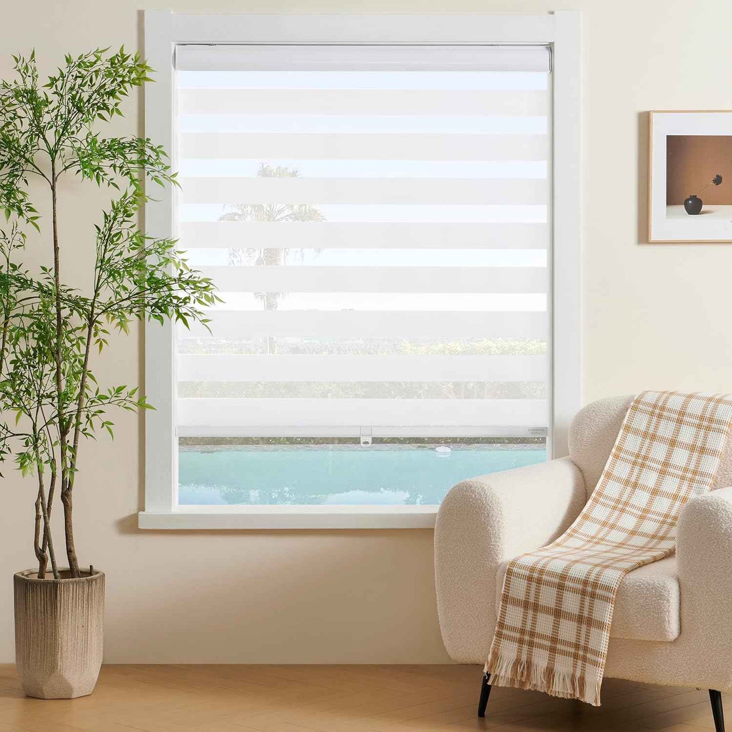 Cordless Zebra Blinds Window Blind Zebra Shade Blinds for Windows Roller Sheer Shades Privacy Light Filtering Shades for Home Kitchen Bathroom (Width 21'' X Height 72'' White)