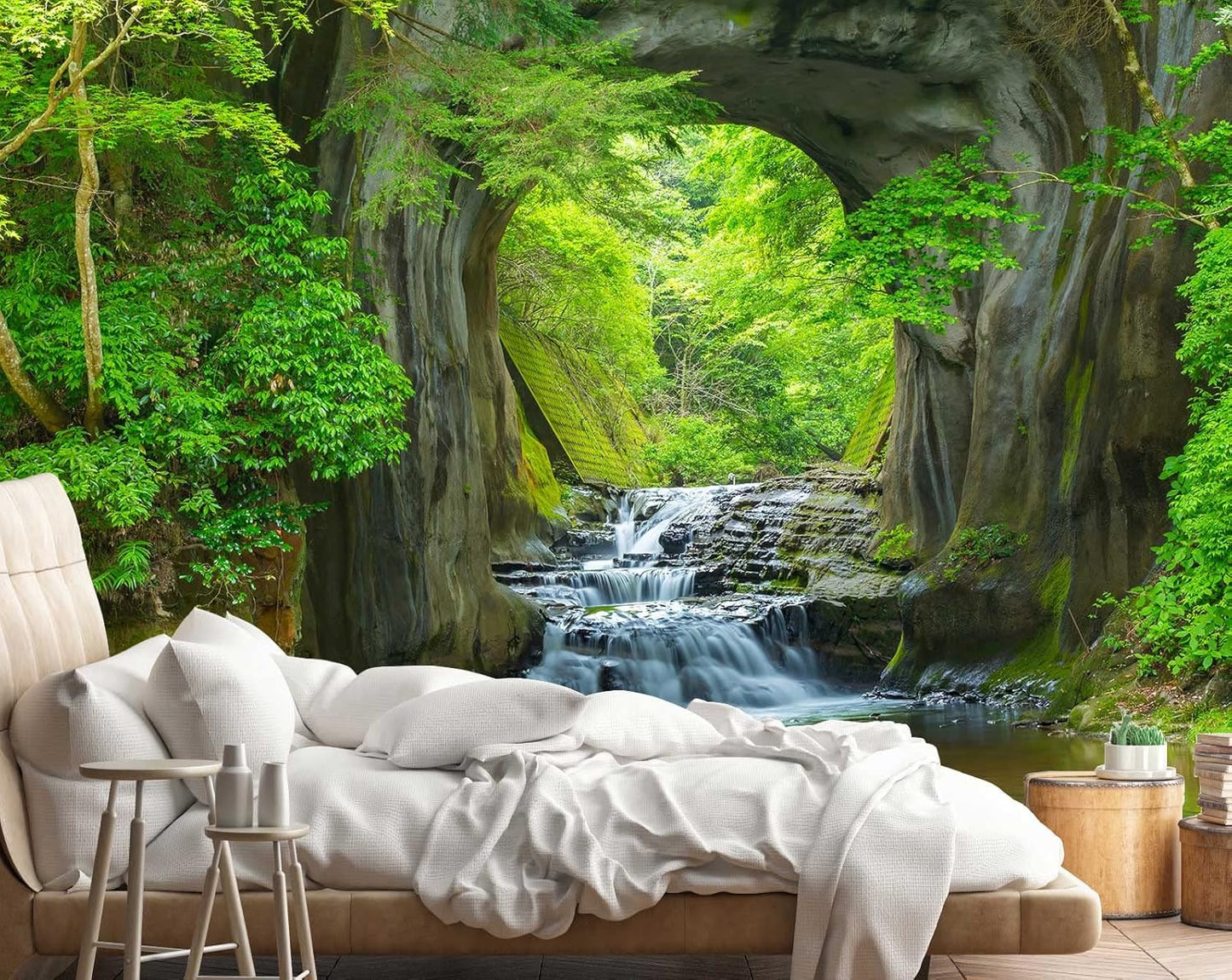 Forest Stream Wall Mural Wallpaper Large Nature Scenery Mural for Bedroom Living Room TV Background Sofa Wall (not self-Adhesive)