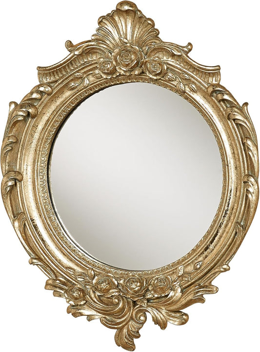 Touch of Class Fitzroy Accent Vintage Wall Mirror Antique Gold | Ornate Victorian Style Decor for Bedroom, Living Room, Hallway, Office | Antique Looking Circular Shape