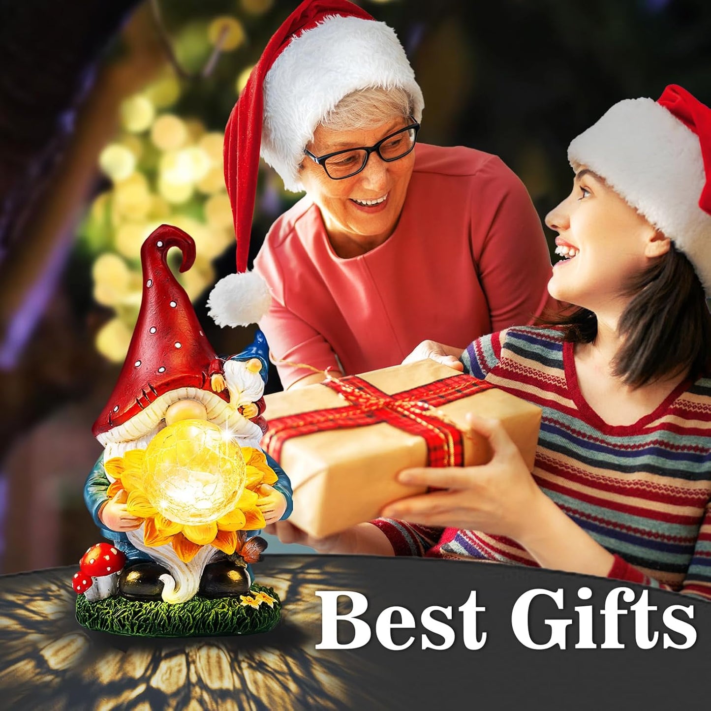 Solar Gnomes Garden Decor Outdoor Statues, Gnomes Gardening Gifts for Women Mom, Gnomes Decorations for Yard with Sunflower Decor Solar Lights for Outside, Patio, Lawn, Porch Decor