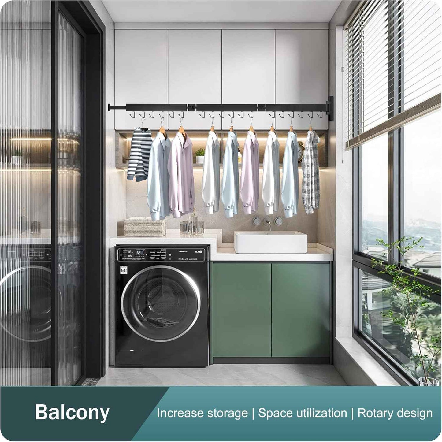 LIENAHU Clothes Drying Rack Wall Mounted,Drying Rack Clothing,Laundry Drying Rack,Wall Mount Clothes Hanger Rack,Laundry Rack Folding,Retractable Clothing Rack,Collapsible Clothes Hanging Rack
