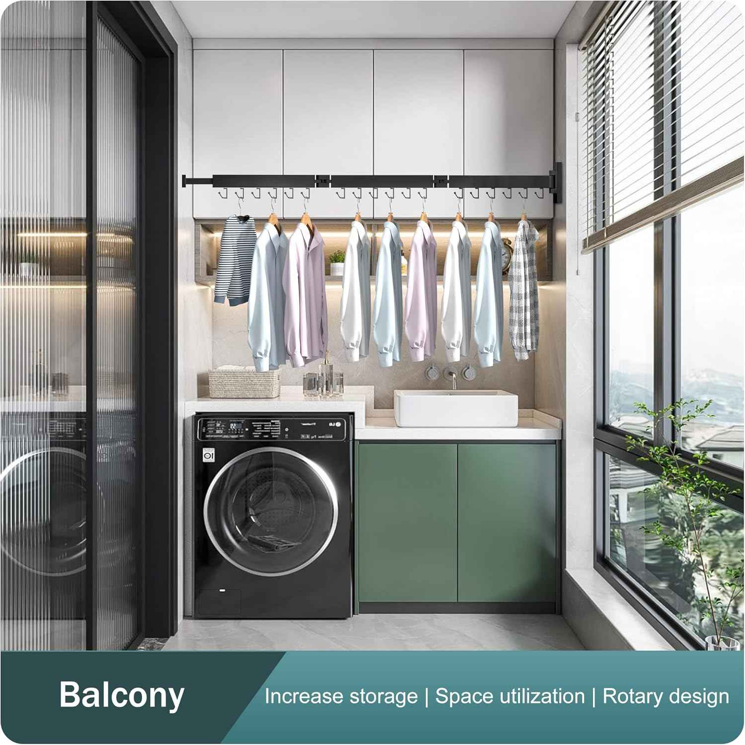 LIENAHU Clothes Drying Rack Wall Mounted,Drying Rack Clothing,Laundry Drying Rack,Wall Mount Clothes Hanger Rack,Laundry Rack Folding,Retractable Clothing Rack,Collapsible Clothes Hanging Rack