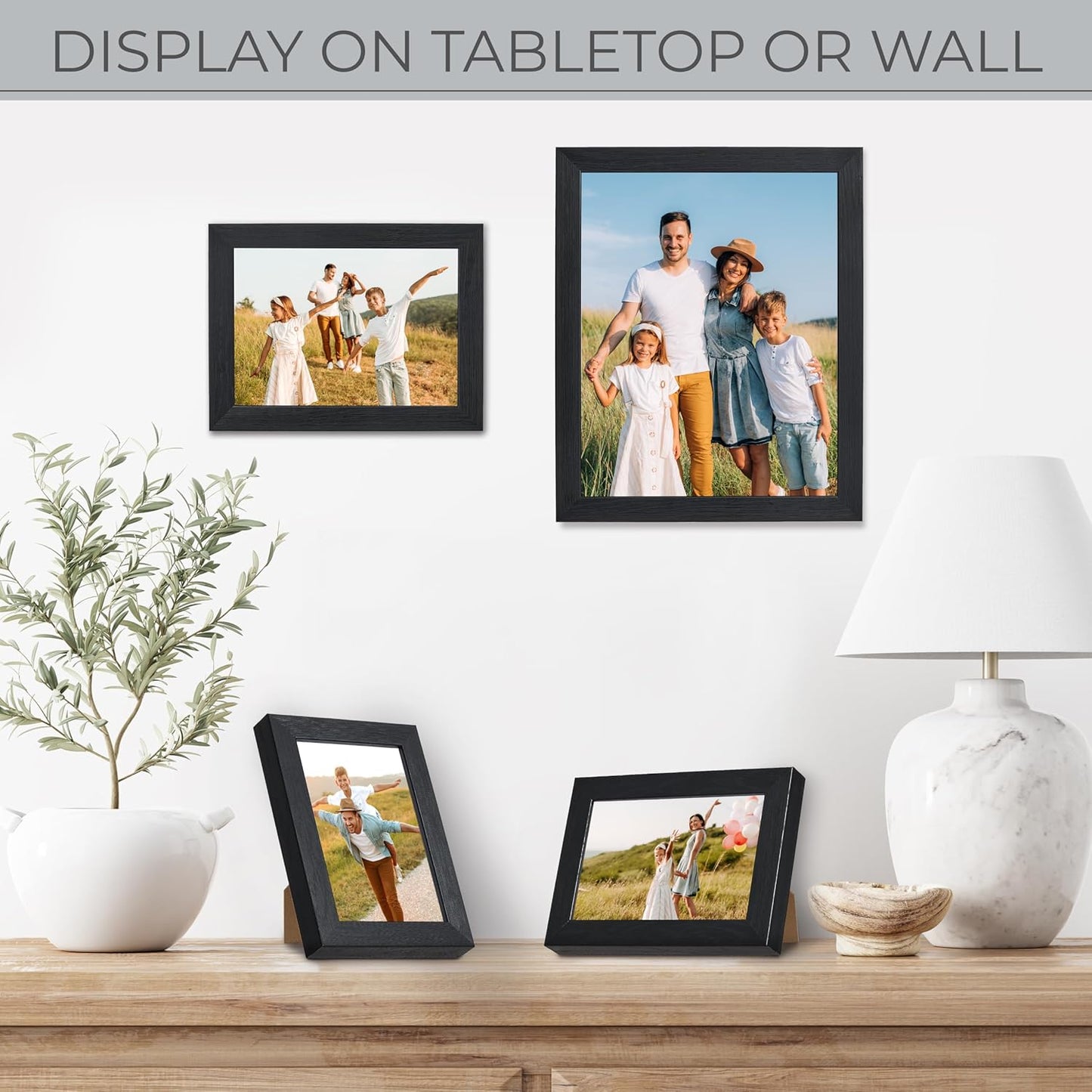 Sheffield Home 4 Piece Gallery Wall Frame Set, 8x10 Inch, 5x7 Inch, and 4x6 Inch, Black
