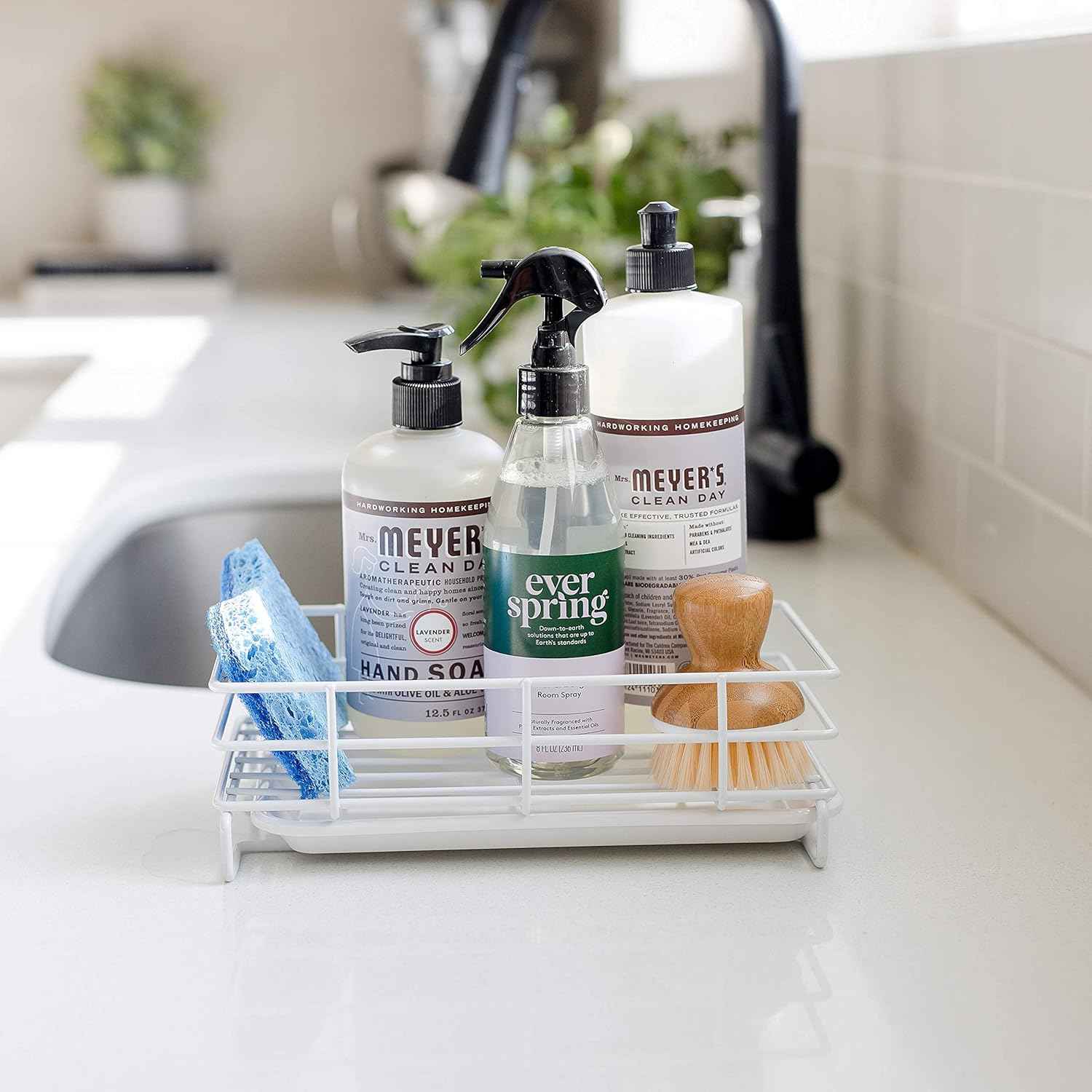 Kitchen Sink Sponge Soap Holder For Countertop Large White Kitchen Soap Tray Sink Organizer