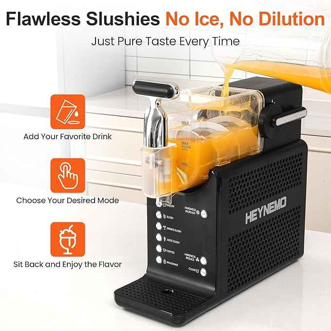Slushie Machine for Home 68oz, No Ice Needed Frozen Drink Margarita Machine, Slushy Maker Machine for Ice Cream, Slushie Maker with 5 Pre-Set Programs, Self-Cleaning, ETL Certified, Black