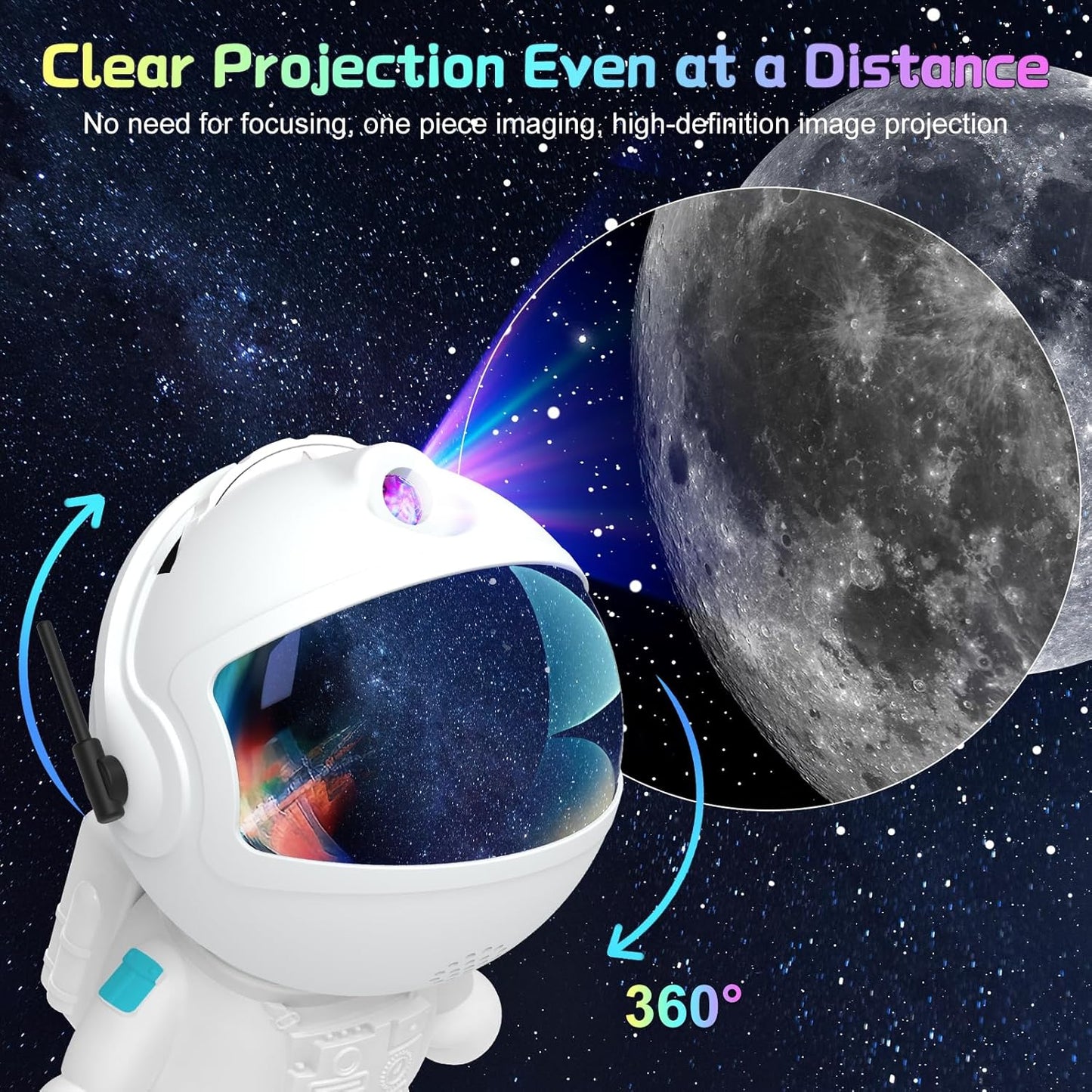 Space Galaxy Night Light Projector, Ultra-HD Astronaut Design, 12 Film Discs, LED Display with Adjustable Brightness