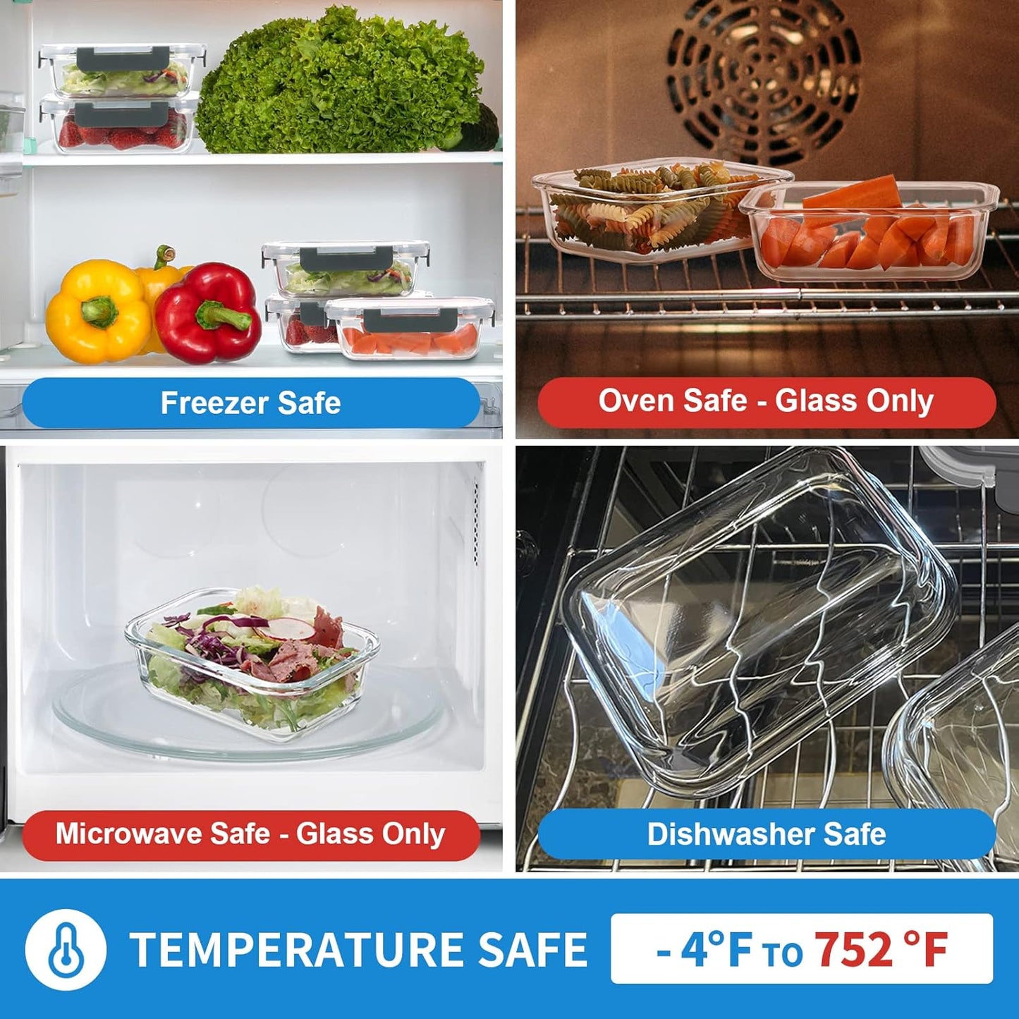 GULFLIN 24-Piece Small Glass Food Storage Containers with Lids Airtight, 1.5 Cup Meal Prep Containers Set, Microwave&Dishwasher Safe, Leak-Proof, BPA-Free, Grey