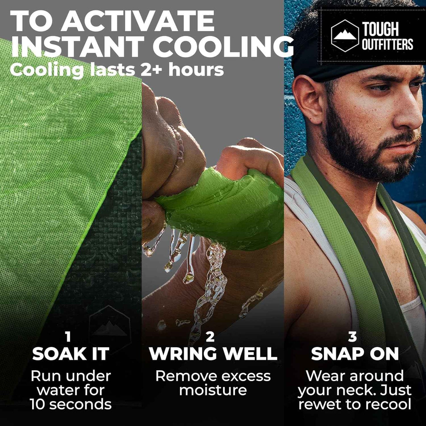 Tough Outdoors Cooling Towels for Neck Face - Neck Cooling Towel for Hot Weather Yoga Sports Golf Sweat - Instant Cold Towel