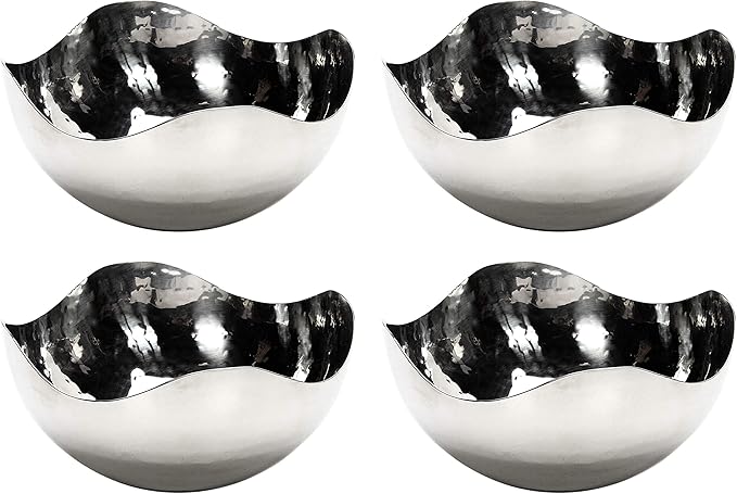 Hosley Set of 4 Silver Finish Metal Bowl 5.75 Inch Diameter, Ideal for Potpourri, LED Candles, Weddings, Special Events, Center Pieces, Craft. Use Decor to Coordinate O3