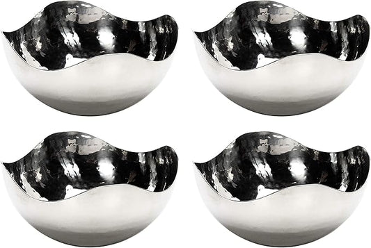 Hosley Set of 4 Silver Finish Metal Bowl 5.75 Inch Diameter, Ideal for Potpourri, LED Candles, Weddings, Special Events, Center Pieces, Craft. Use Decor to Coordinate O3