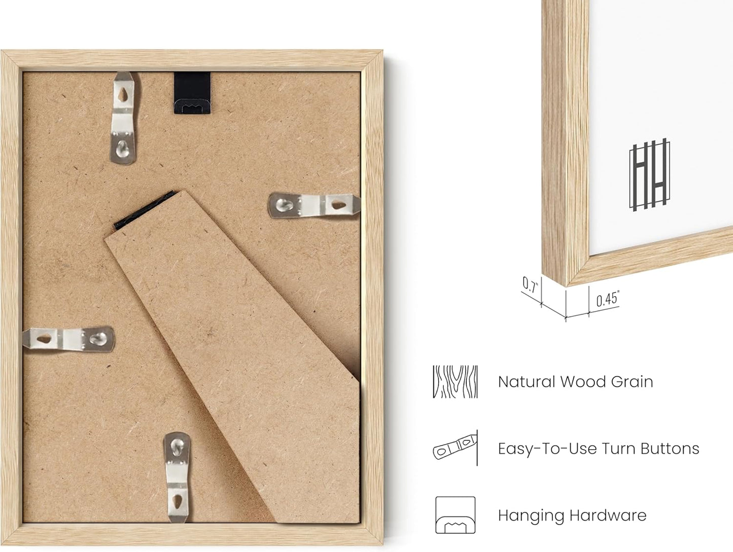 HAUS AND HUES 6x8 Natural Oak Wooden Picture Frame - Set of 6 6x8 Poster Frame - Premium Oak, Vertical Hang, Shatterproof Plexiglass - Ideal for Home, Room, Office (6x8-inch, Natural, Set of 6)